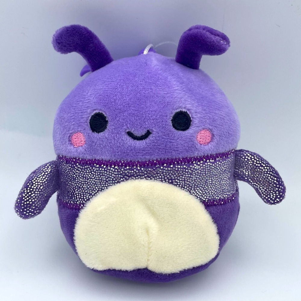 Squishmallows Axel the Purple Beetle with Shimmer Clip on 3” NWT